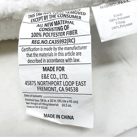 Madison Park Sherpa Herringbone Deer Accent Pillow 16” x 16” - Picture 5 of 6